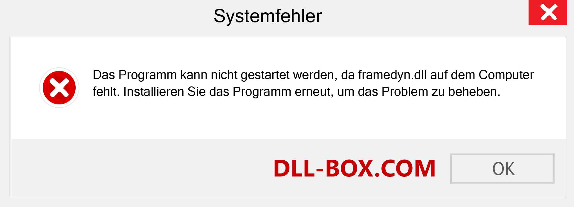 framedyn.dll-Datei fehlt?. Download für Windows 7, 8, 10 - Fix framedyn dll Missing Error unter Windows, Fotos, Bildern